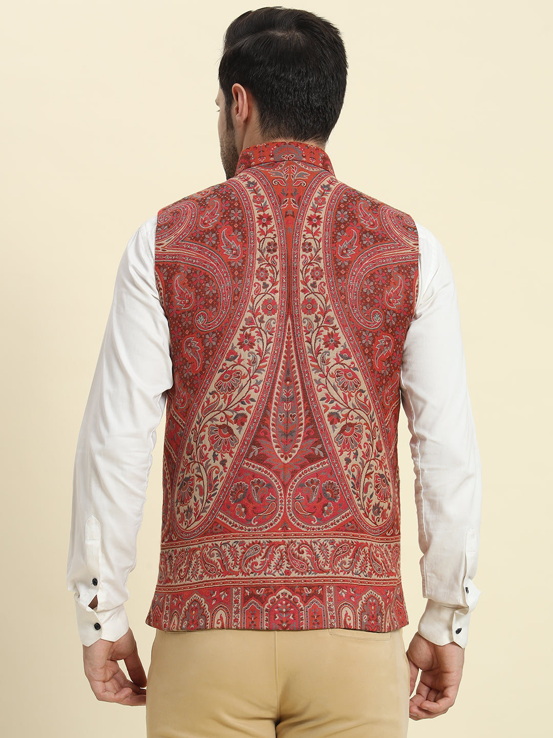Multicoloured Woven Kaani Jacquard Waistcoat