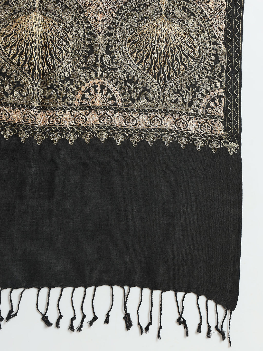 Gulmarg Series: Pride Black Polywool Aari Stole