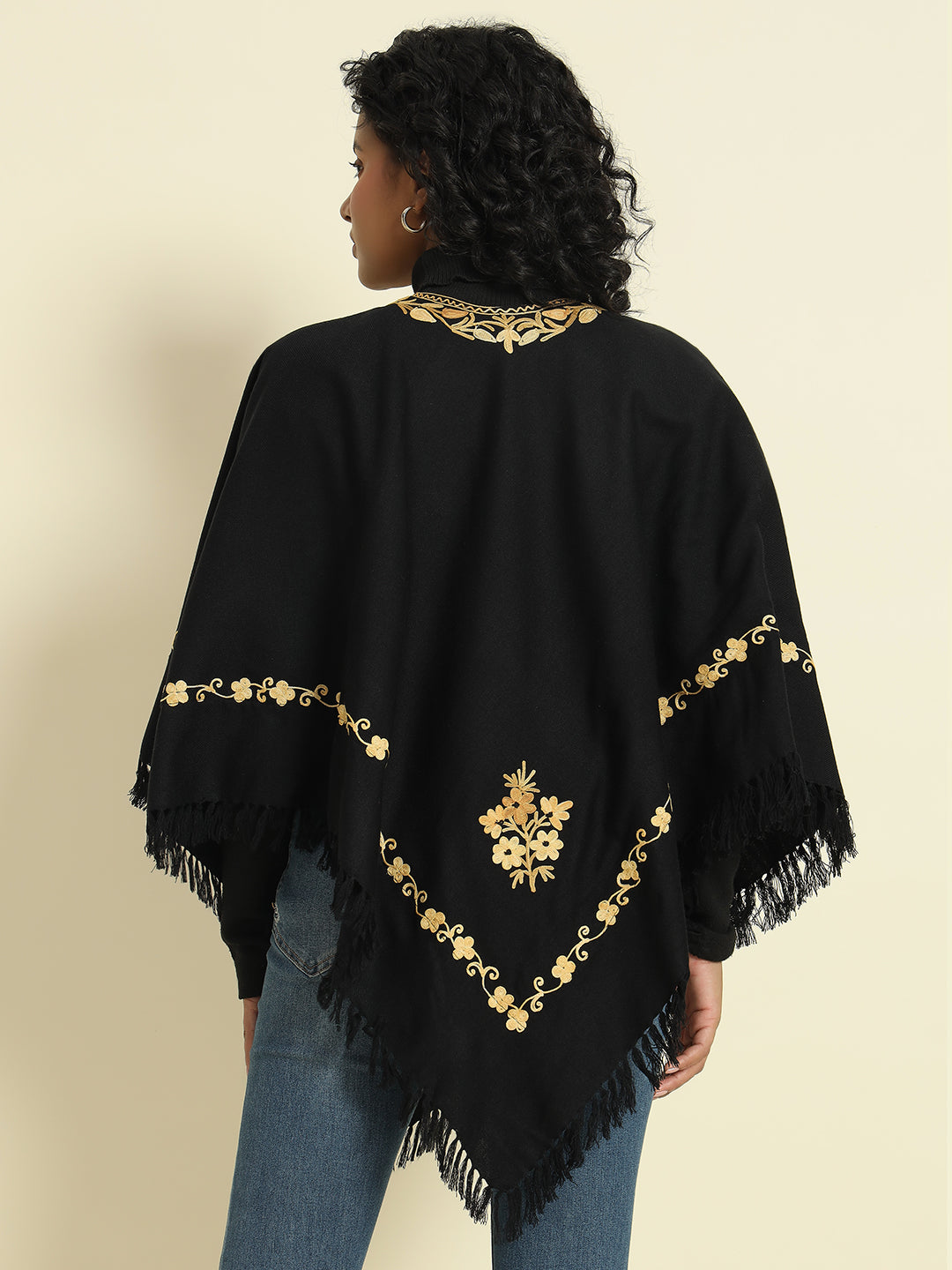 Gulmarg Series: Mystic Black Woolen Poncho