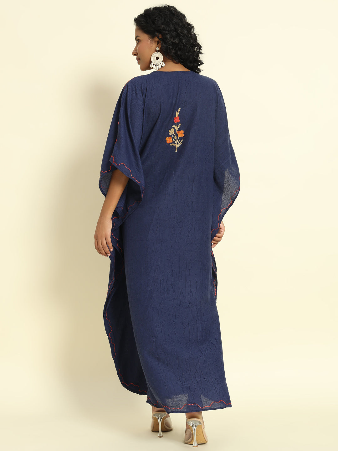 Midnight Navy Kaftan with Multicolor Aari Embroidery – THE DAL SERIES