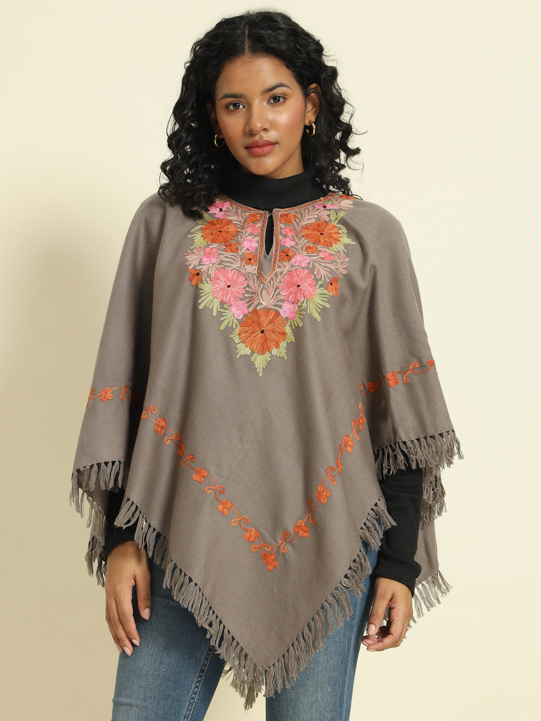 Gulmarg Series: Earthy Brown Woolen Poncho