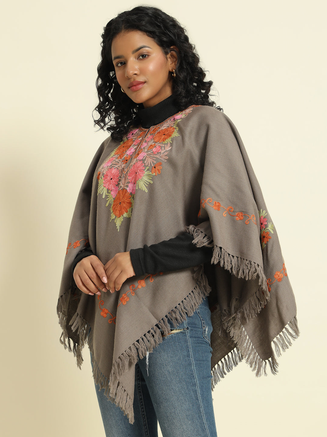 Gulmarg Series: Earthy Brown Woolen Poncho