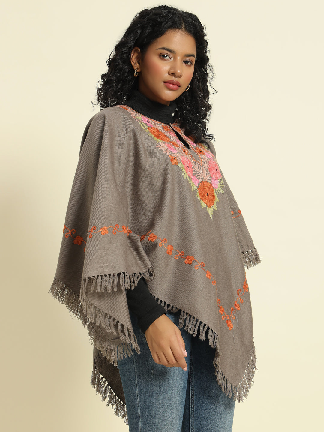 Gulmarg Series: Earthy Brown Woolen Poncho