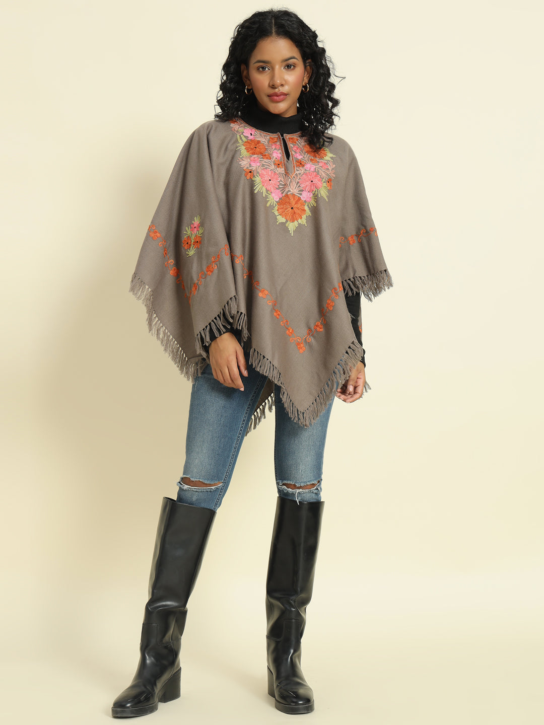 Gulmarg Series: Earthy Brown Woolen Poncho