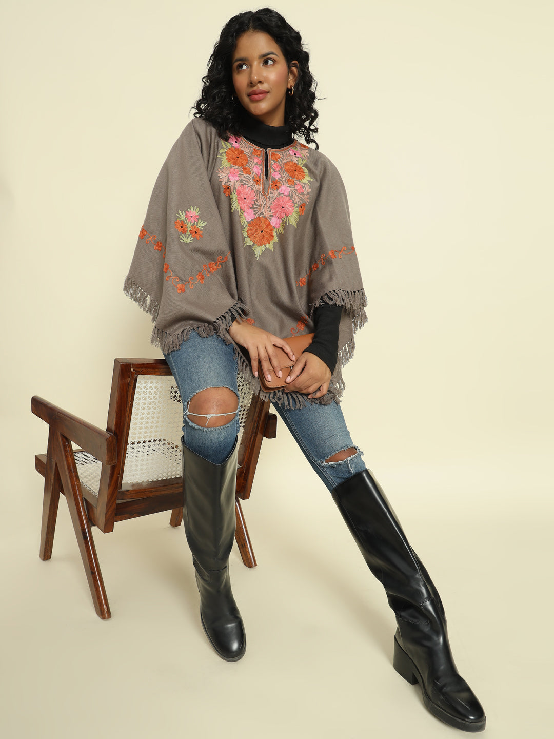 Gulmarg Series: Earthy Brown Woolen Poncho