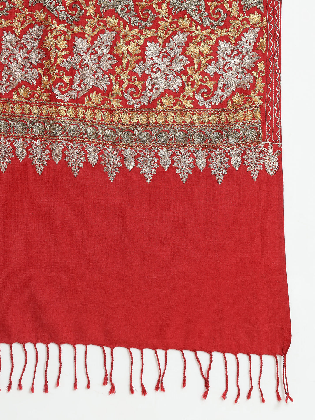 Gulmarg Series: Pride Red Polywool Aari Stole