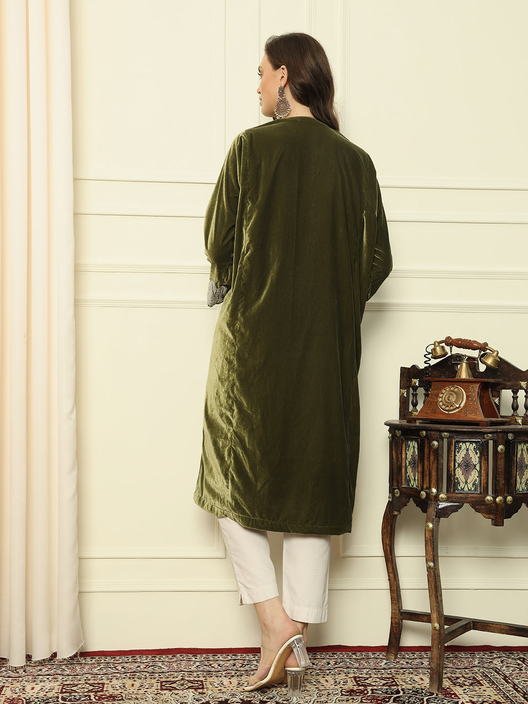 Gulmarg Series: Olive Luxe Green Tilla Pheran