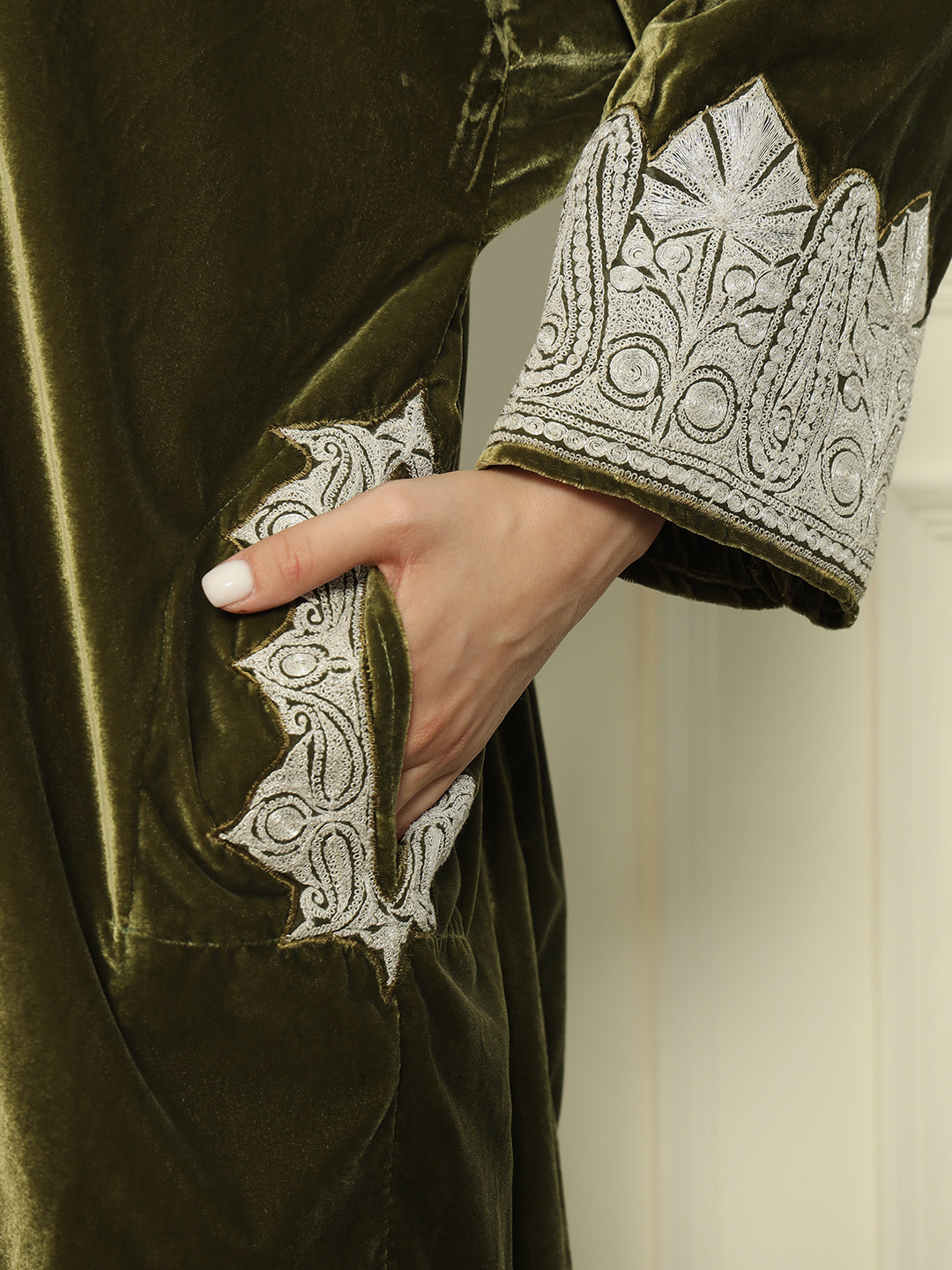 Gulmarg Series: Olive Luxe Green Tilla Pheran