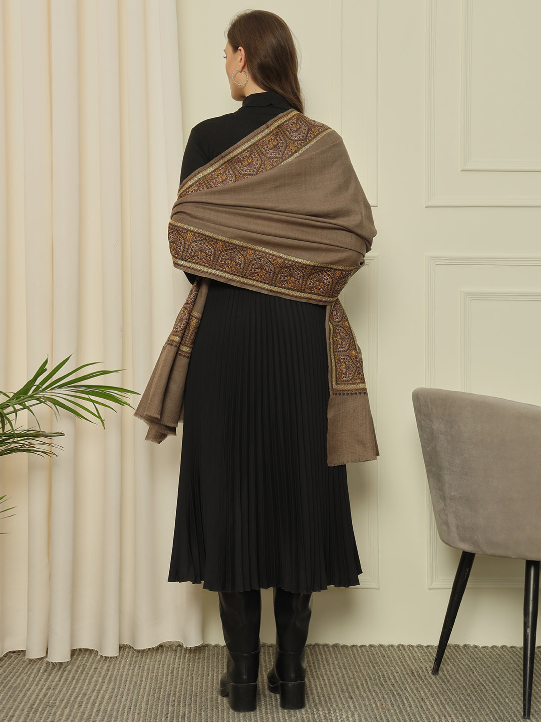 Gulmarg Series: Luxe Natural Brown Dour Dar Toosha Shawl