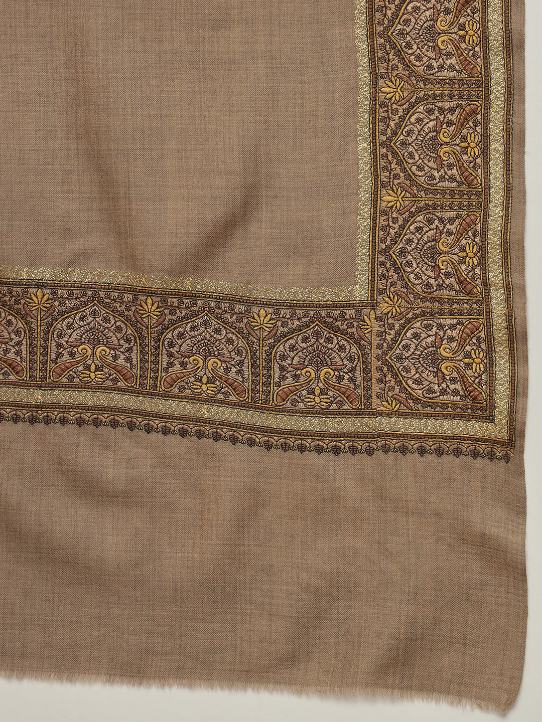 Gulmarg Series: Luxe Natural Brown Dour Dar Toosha Shawl