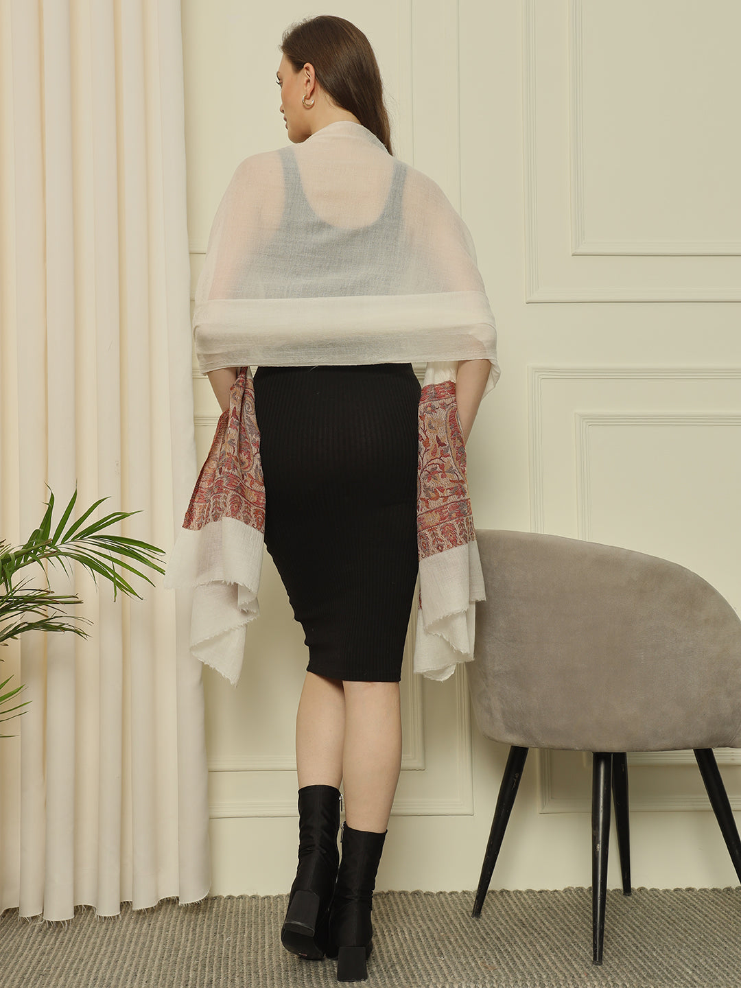 Gulmarg Series: Snow Majesty Super Wool Palladar Jacquard Stole