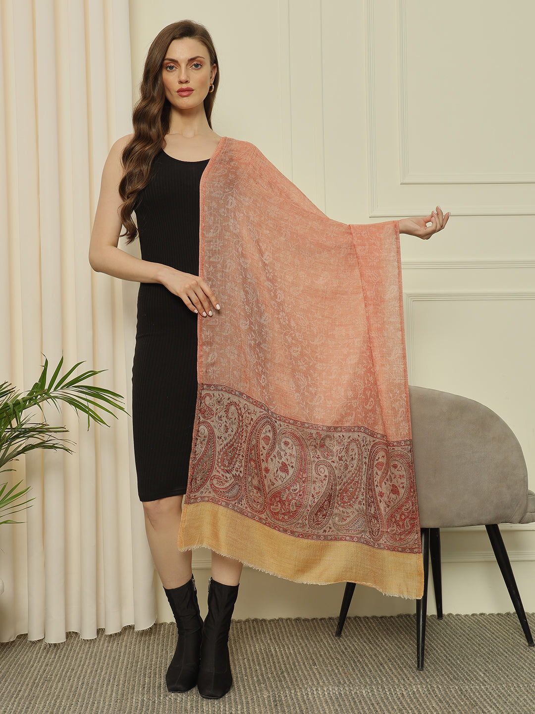Gulmarg Series: Blossom Blush Super Wool Palladar Jacquard Stole