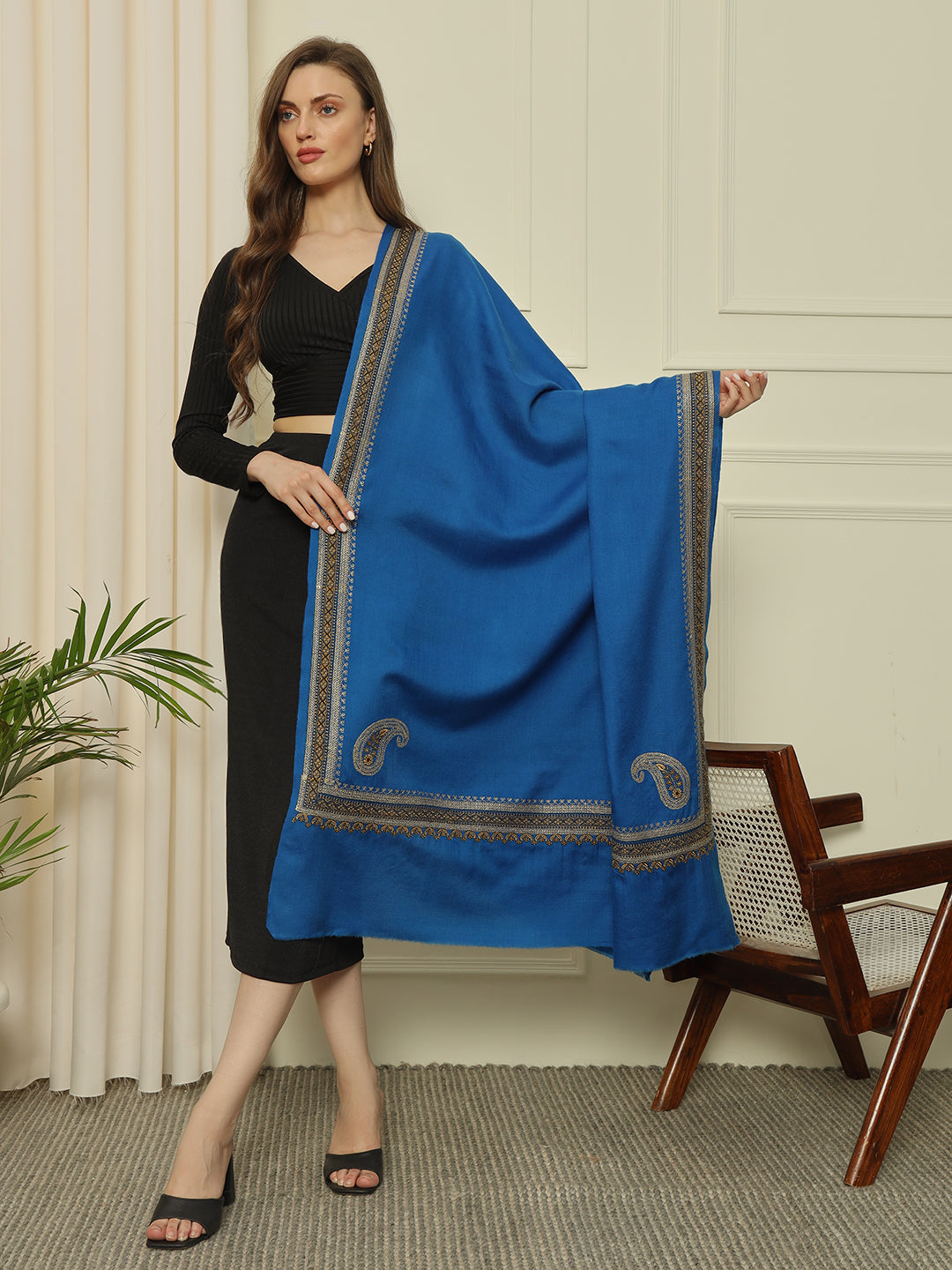 Gulmarg Series: Royal Blue Double Hashi Toosha Shawl
