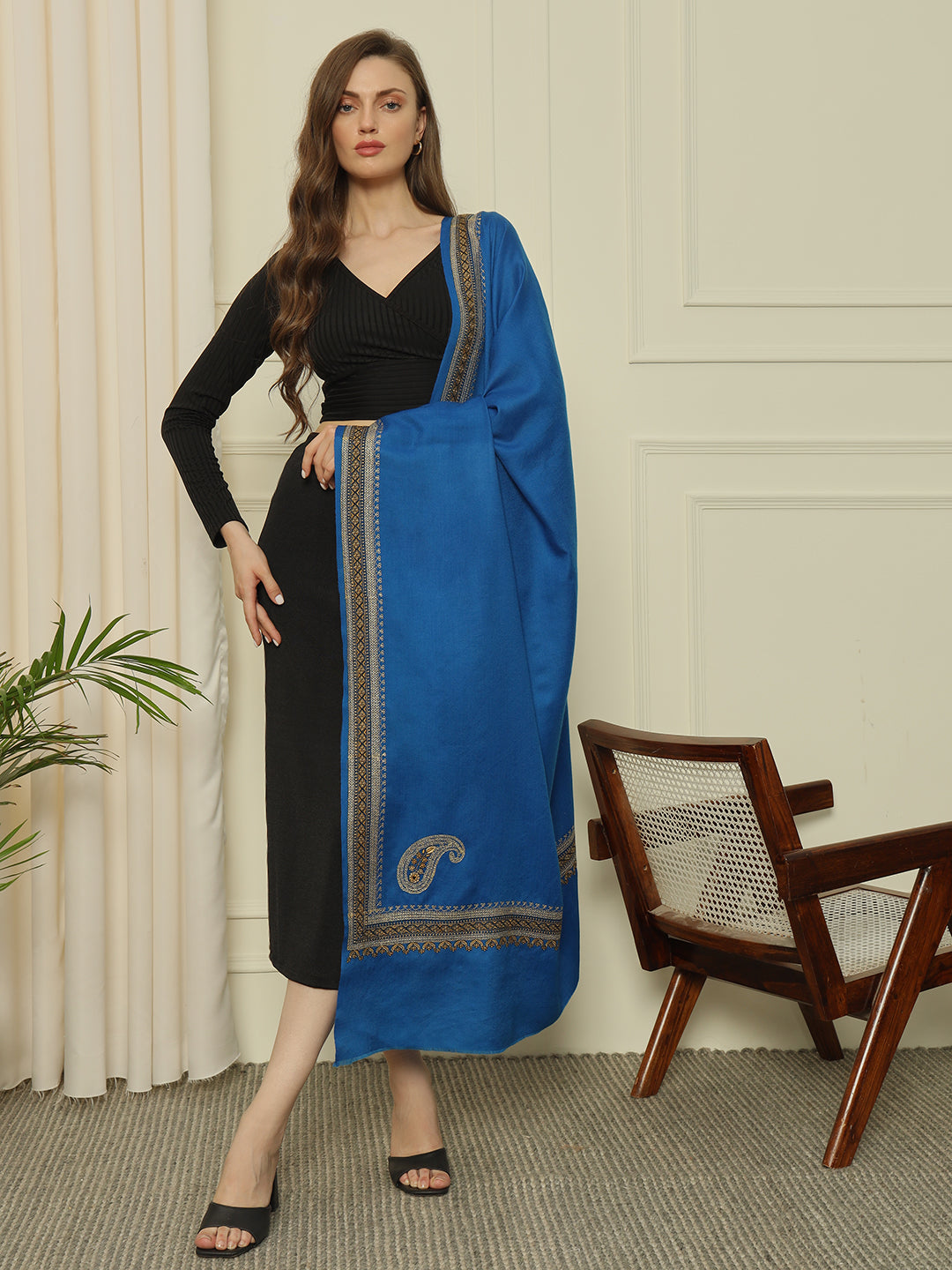 Gulmarg Series: Royal Blue Double Hashi Toosha Shawl