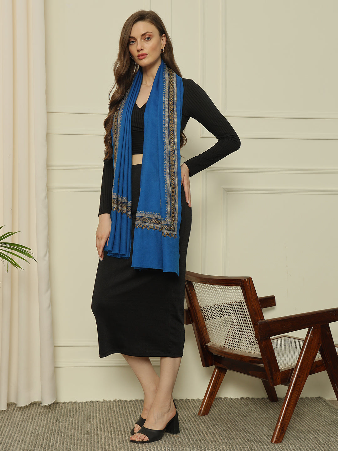 Gulmarg Series: Royal Blue Double Hashi Toosha Shawl