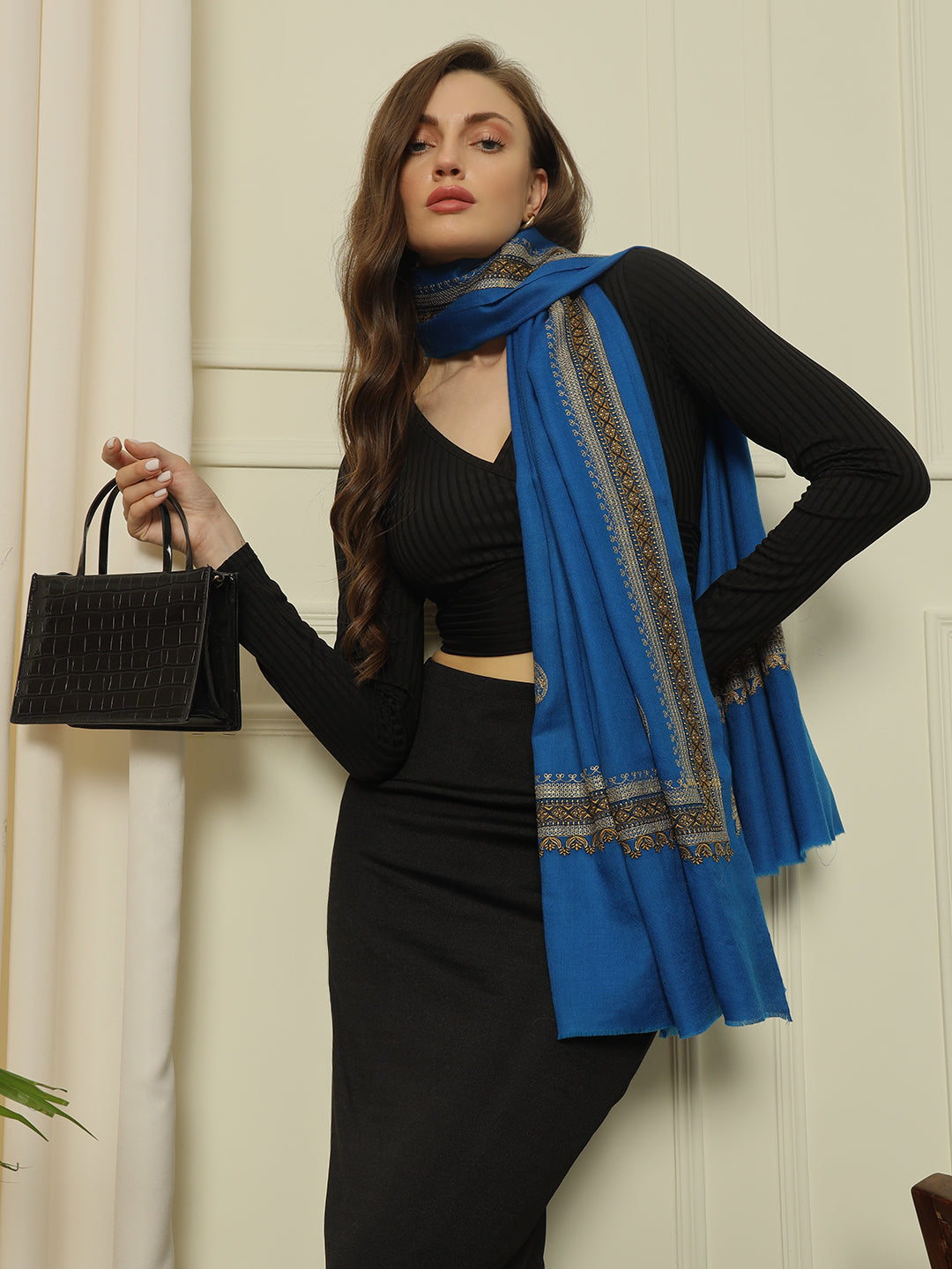 Gulmarg Series: Royal Blue Double Hashi Toosha Shawl