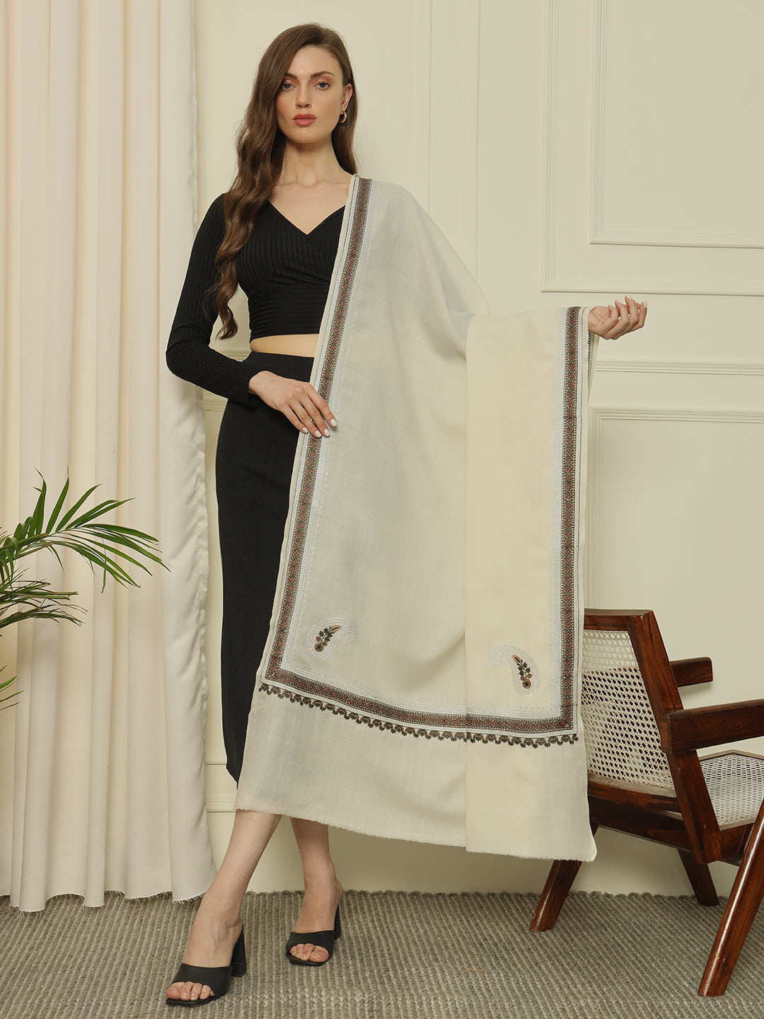 Gulmarg Series: Royal White Double Hashi Toosha Shawl