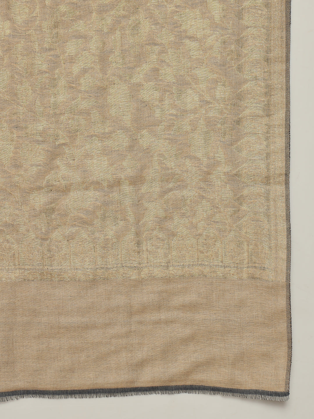 Gulmarg Series: Golden Navy Blue Reversible Super Wool Zari Shawl