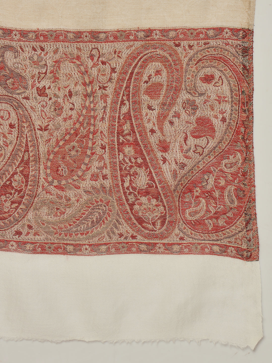 Gulmarg Series:  Sand Beige Super Wool Palladar jacquard Stole