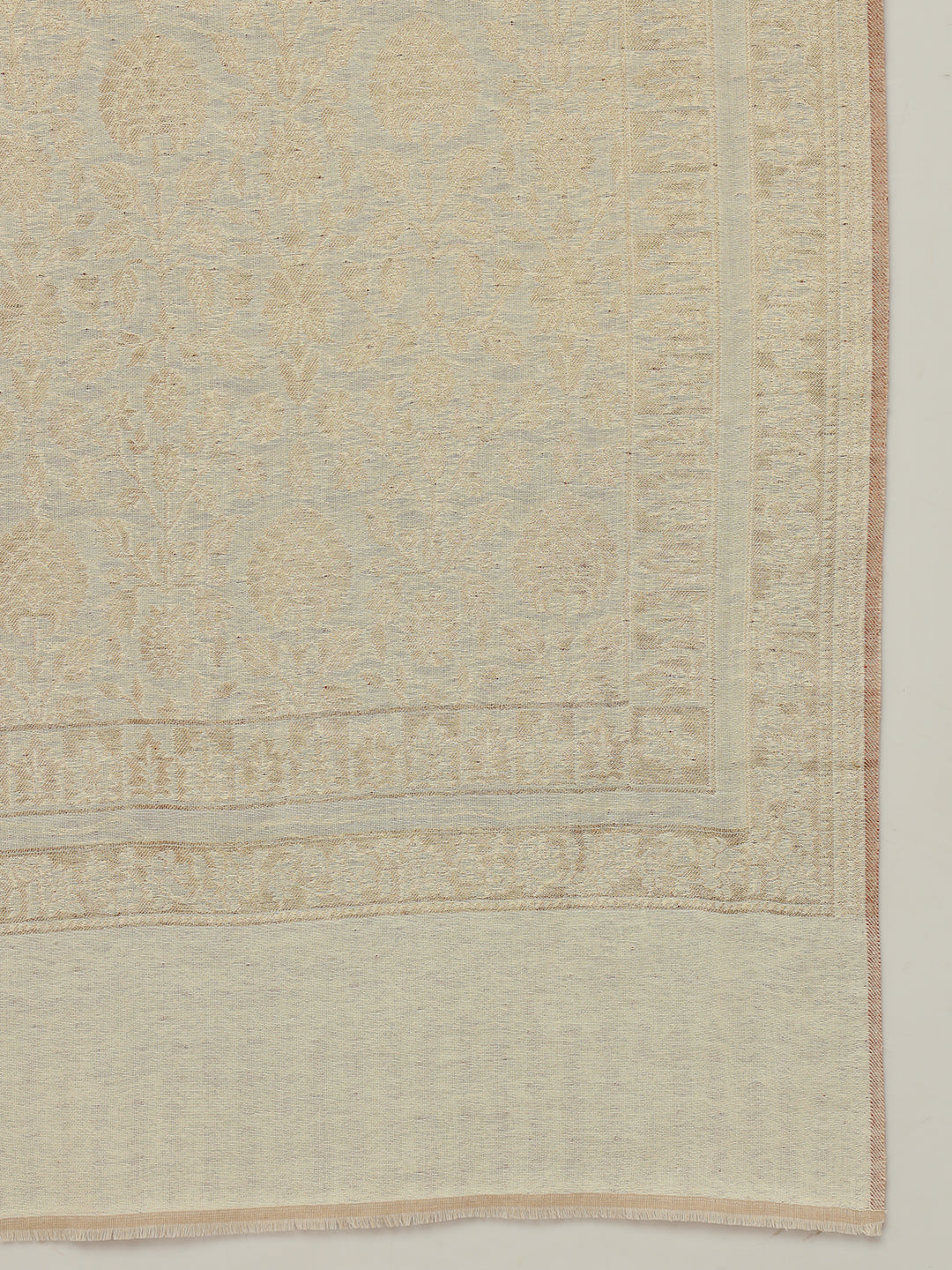 Gulmarg Series: Golden Red Reversible Super Wool Zari Shawl