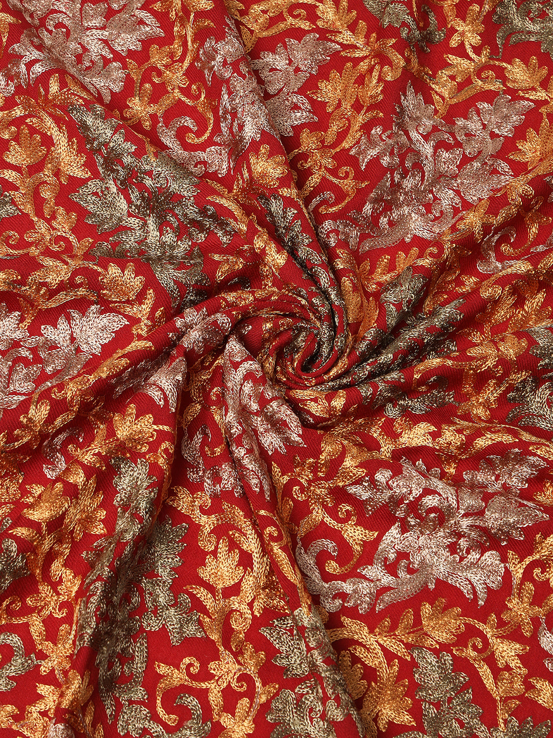 Gulmarg Series: Pride Red Polywool Aari Stole