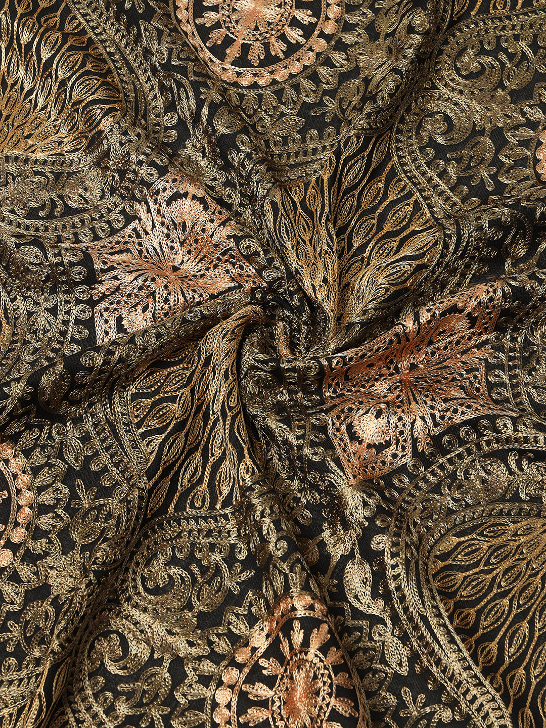 Gulmarg Series: Pride Black Polywool Aari Stole