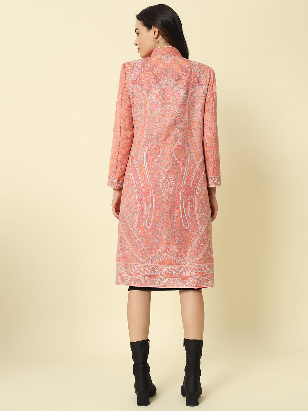 Rose Pink Kashmiri Kani Long Coat