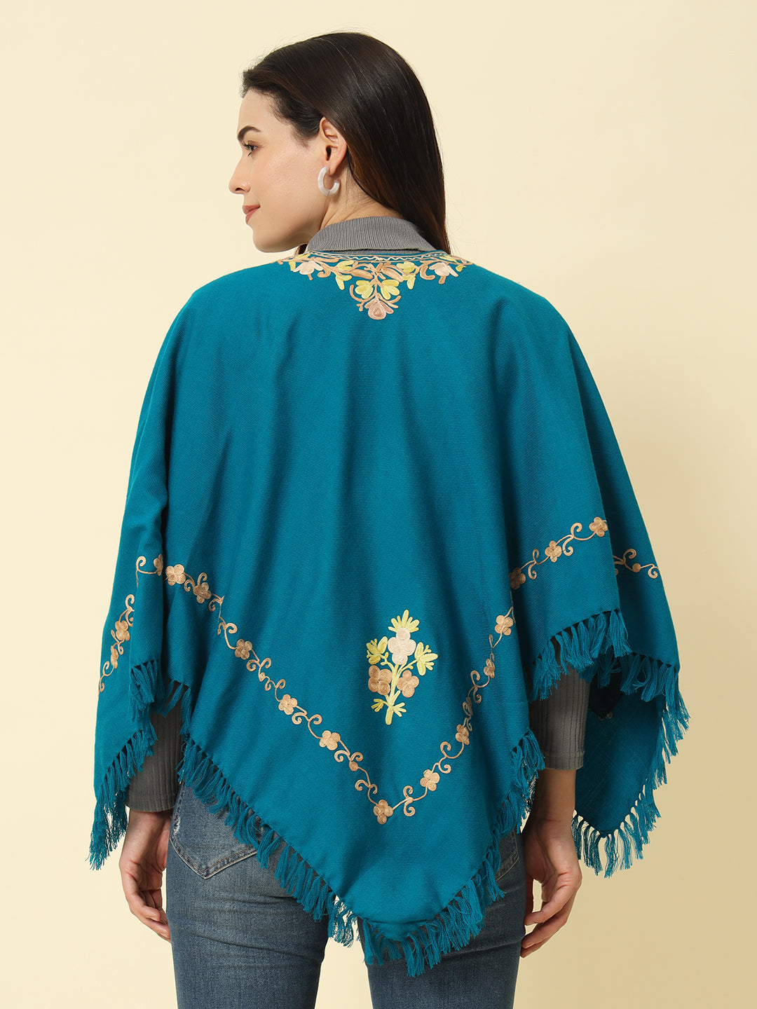 Gulmarg Series: Capri Blue Woolen Poncho